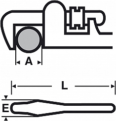 Размеры алюминиевого прямого трубного ключа Virax Viragrip 18" Размеры алюминиевого прямого трубного ключа Virax Viragrip 18"